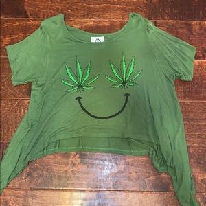 UNIF OG Weed leaf Smiley Geeen Crop Top